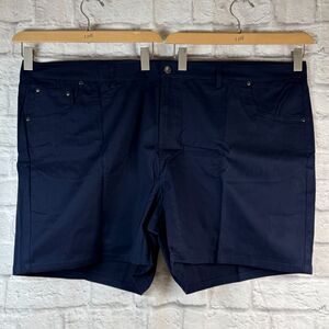Ellos Women's Plus Size 30 Shorts Zippered 54" Waist Chino Pockets Navy Blue NEW